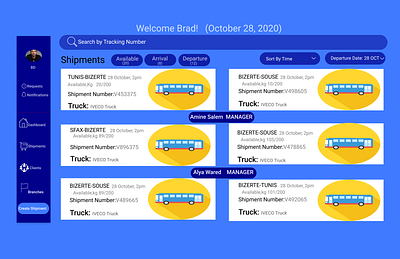 Courier System Dashboard blue graphic design ui