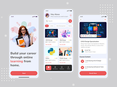 Online Education Course App UX/UI Design Concept adobe photoshop adobexd app apps branding course courses design education figma illustration ios landing page logo page ui user inteface ux web design website