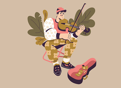 violin boy characterdesign guy music vector violin zhenyabelan