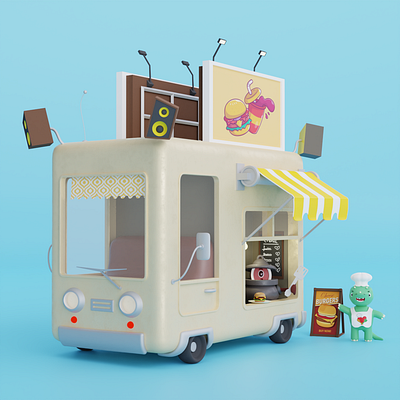 BurgerVan 3d 3dart 3dillustration 3dmodeling 3dwork blender blenderart design illustration van