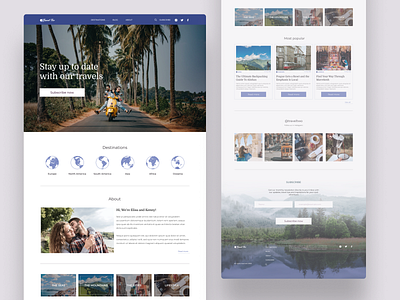 Travel blog landing page sample design ui web