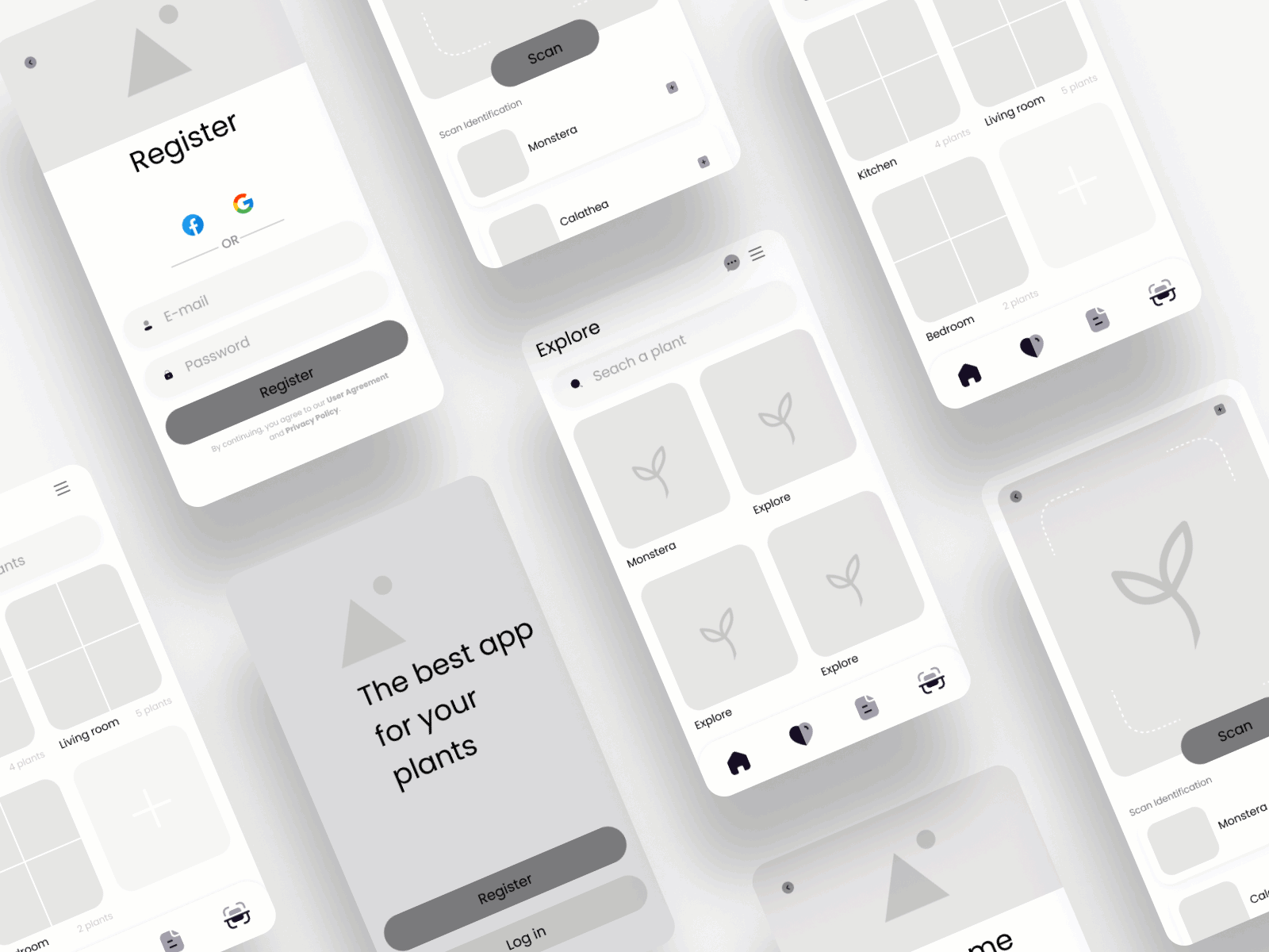 Home plant app sample screens design mobile ui