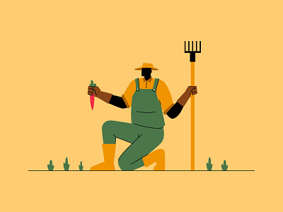 Farmer Character Illustration character design farmer flat harvest illustration people vector
