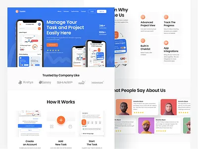 Taskin - App Landing Page app application design landing landing page manager minimalist mobile app task task app task management task manager to do ui ux web web design