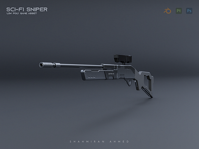 Sniper 3D Sci-fi Low Poly Game Asset 3d 3d art 3d artist 3d design 3d rendering blender cycles design game asset gun high poly low poly rifle sci fi sci fi gun sci fi rifle scope sniper sniper asset sniper model