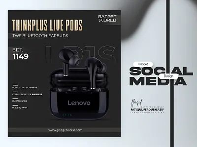 Earbuds Social Media Banner Design banner banner ads design earbuds gadget graphic design instagram post landing page minimal banner modern banner social media banner social media post