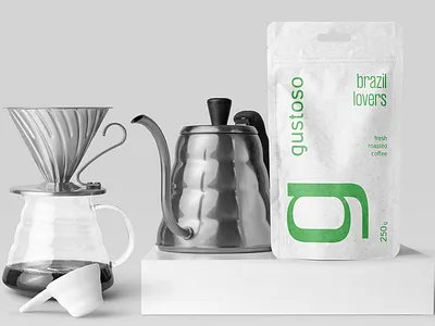 Gustoso Coffee brand identity & package brand branding coffee corporate cup design gustoso identity logo mark natural