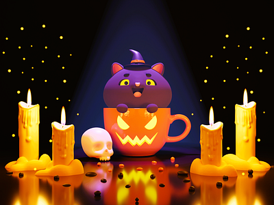 3D - Halloween 3d 3ddesign 3dmodeling art blender color cycles halloween illustration isometric lighthing modeling pumkin render rendering