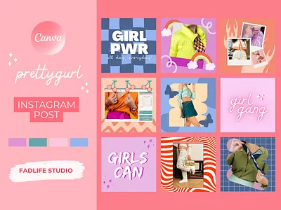 Prettygurl Canva Instagram Post Templates app branding canva canva apps design graphic design illustration instagram instagram post template