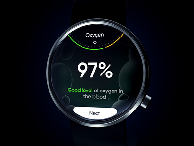 Oxygen level design for milkinside digital watch android animation blood care clock digital dots face health motion oxygen pressure slider spinn swipe ui ux voice watch wave