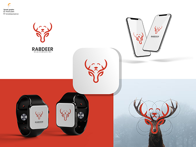 Rabdeer Logo animals branding corporate branding design dog dual meaning graphic design illustration logo logo design logodesign minimal modern simple vector