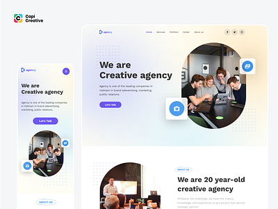 Agency Landing Page - Responsive Homepage UI Concept agency agencydesign app capi casestudy creative design hiring an agency homepage landing page mobile mobileapp mobileappdesign portfolio responsive template ui ui kit uidesign uxdesign