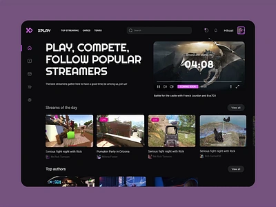 Video Streaming Platform: animation broadcast broadcasting broadcasting platform design game streaming online streaming play player stream streamer streaming twitch video platform video streaming web