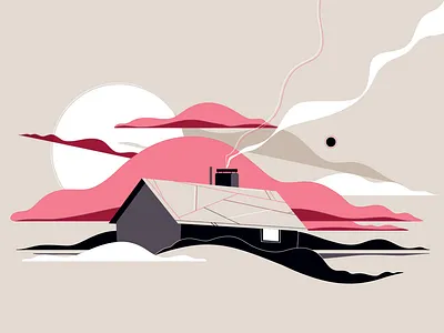 On the way home #2 alone flat home illustration lineart minimalistic vector