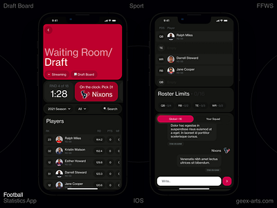 Draft analytics dashboard football homepage interface ios ios 16 iphone iphone 14 mobile sport statistics