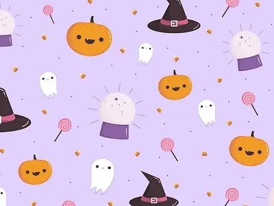 Cute Halloween Pattern cute ghost graphic design halloween halloween design halloween party illustration pattern design pumpkin spooky treats trick or treat vector