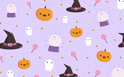 Cute Halloween Pattern cute ghost graphic design halloween halloween design halloween party illustration pattern design pumpkin spooky treats trick or treat vector