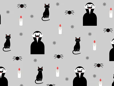 Dracula Halloween Pattern character creep dark design devil dracula graphic design grey halloween halloween party horror illustration pattern pattern design spiders spooky treats vector