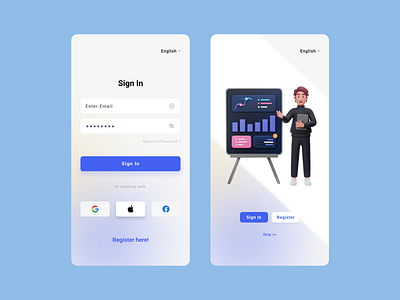 Sign in - App Design 3d app branding character design illustration logo mobile mobiledesign ui uiux vector