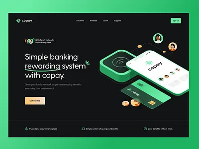 Banking Reward System - Landing Page digital isometric webdesign