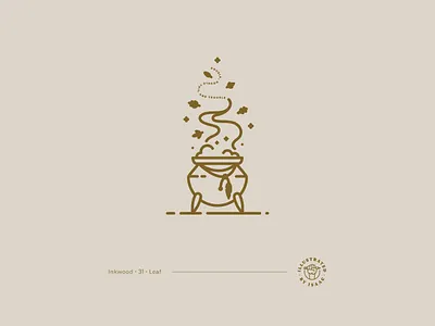 Leaf badge cauldron fantasy fantasy art halloween illustration illustrator leaf linework minimal monoline mythical mythical art vector vector illustration witch