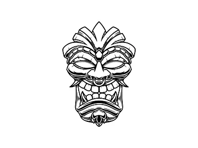 Tiki hawaji illustration procreate summer tiki tiki mask tribal vector