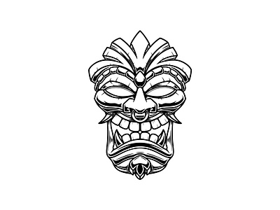 Tiki hawaji illustration procreate summer tiki tiki mask tribal vector