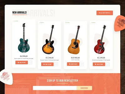 The Fellowship of Acoustics - Website Design belgium brown design ecommerce guitar music odoo orange store ui ux web website yellow