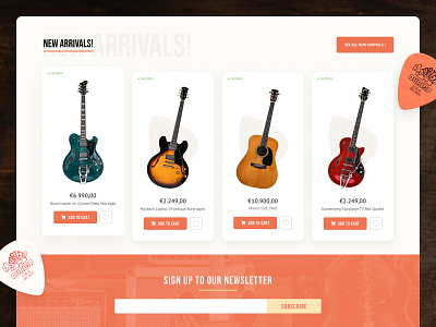 The Fellowship of Acoustics - Website Design belgium brown design ecommerce guitar music odoo orange store ui ux web website yellow
