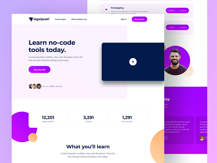 Course Free Landing Page Design by FigmaUI4Free on Dribbble