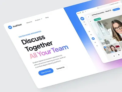 AsalMeet Website [Hero] chat clean conference converencing event hero live live streaming meet meeting meetup minimalist online meet ui video video call web design website workshot zoom