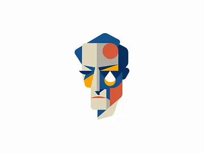 Crying Man Logo abstract branding colorful crying cubism design face geometric identity illustration logo man mark original portrait premium sad symbol tear vector