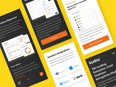 Kudos website - mobile version dark ui light ui mobile mobile version responsive design ui web website