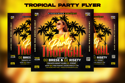 Tropical Party Flyer dj dj artist flyer ladies night party party flyer summer party summer pool tropical