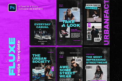 Fluxe Streetwear Fashion Instagram Template fashion