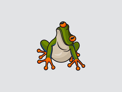 Red-eyed tree frog adorable animal animal logo beautiful frog branding cartoon character cute design frog graphic design happy illustration logo logodesign mascot red eyed tree frog thinking tree frog vector