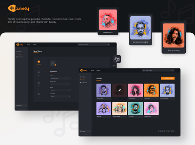 Tunety App UI Design & Illustration achord app achords application ui design artist branding instrumentapp interfacedesign music achords app music app design music app ui design ui ui ux ui design