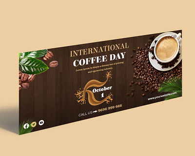 International Coffee Day For Facebook Cover Template ads advert advertisement coffee coffee day coffee shop design drink energy drink facebook facebook cover marketing media social media template web