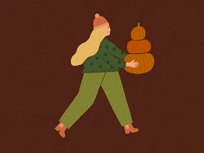 Cozy Girl Fall autumn autumn illustration cozy digital art drawing editorial illustration fall fall activities fall illustration girl hand drawn illustration illustration design pumpkin pumpkins vibes woman