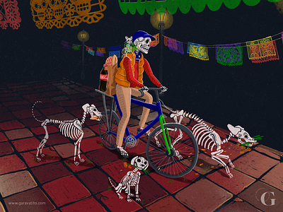 Rumbo al altar calacas cat catrin day of the dead dayofthedead death dog día de muertos mexico pets procreate skeleton traditions