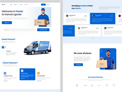 " Faster " Courier service website graphic design ui