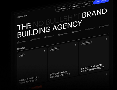 Growth Lab - Agency Hero Design agency dark figma flat header hero homepage landing landing page minimal modern services web web design