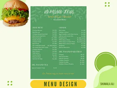 Menu Card Design adobe illustrator adobe photoshop branding brochure design food graphic design menu card menu design restaurant menu