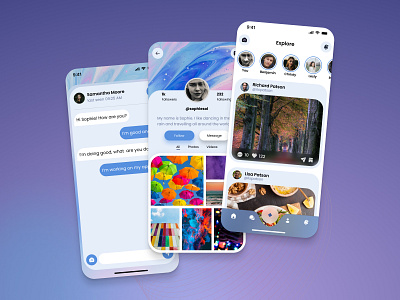 Social Media App - Flat UI figma flat ui mobile app social media app ui design