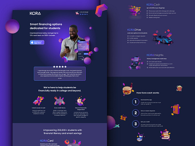 Kora | Landing Page Design app branding cro dailyui design graphic design illustration landing page logo ui ux vector