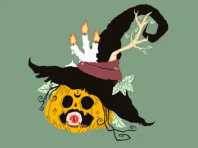 Pumpkin Spice Latte flat halloween illustration procreate pumpkin