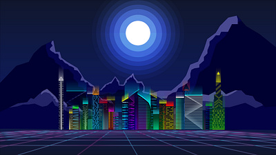 Night City scene illustration digital art illustration vector