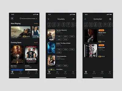 Cinemo - Main Screen app cinema cinema app design home screen logo main screen mobile mobile app mobile app design movies movies app ui ux