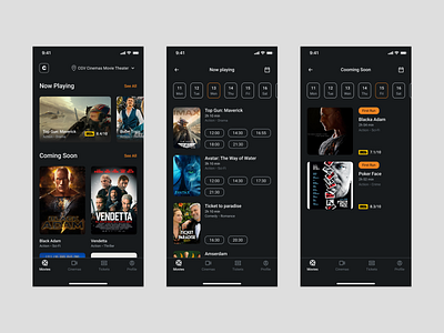 Cinemo - Main Screen app cinema cinema app design home screen logo main screen mobile mobile app mobile app design movies movies app ui ux
