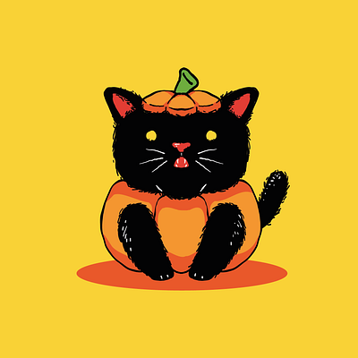 Little Pumpkin animal cat helloween illustration pet pumpkin